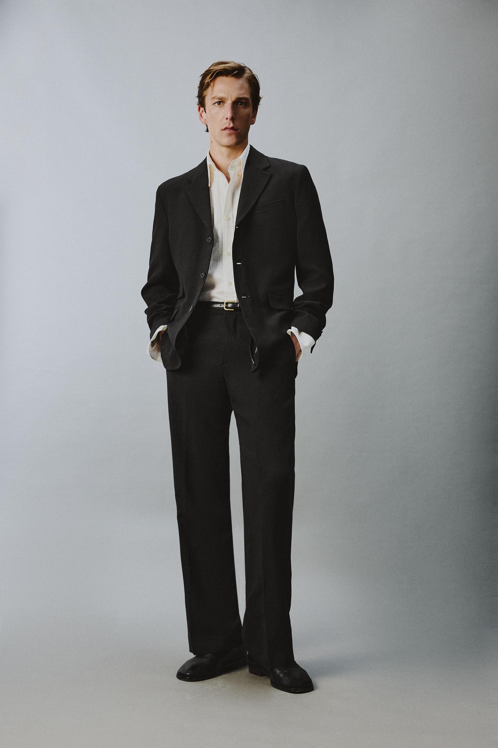 RELAXED FIT VISCOSE-LINEN SUIT PANTS